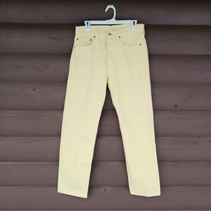 VTG Levis 501 Jeans Mens Sz 32x32 Yellow 501-0648 Button Fly Made In USA‎